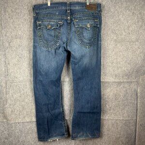 True Religion Mens Distressed Straight-Leg Jeans Size 40 Made In USA Denim Blue